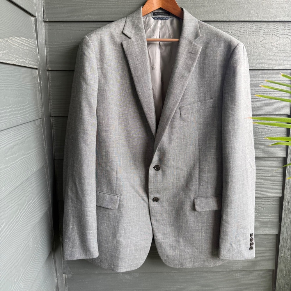 Lauren Ralph Lauren Wool Linen Gray Blazer 48L Two Button Sport Coat Classic